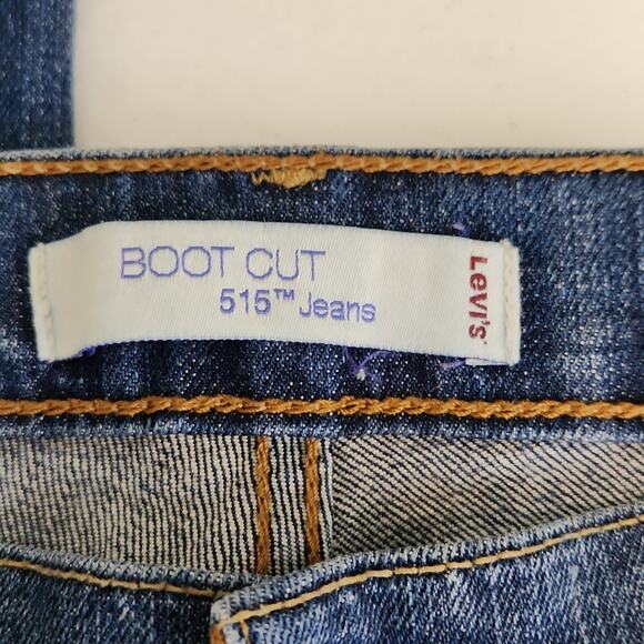 Levi's 515 Women's Med To Dark Wash Boot Cut Flap Button Pocket Jeans Size 12 - Picture 7 of 11